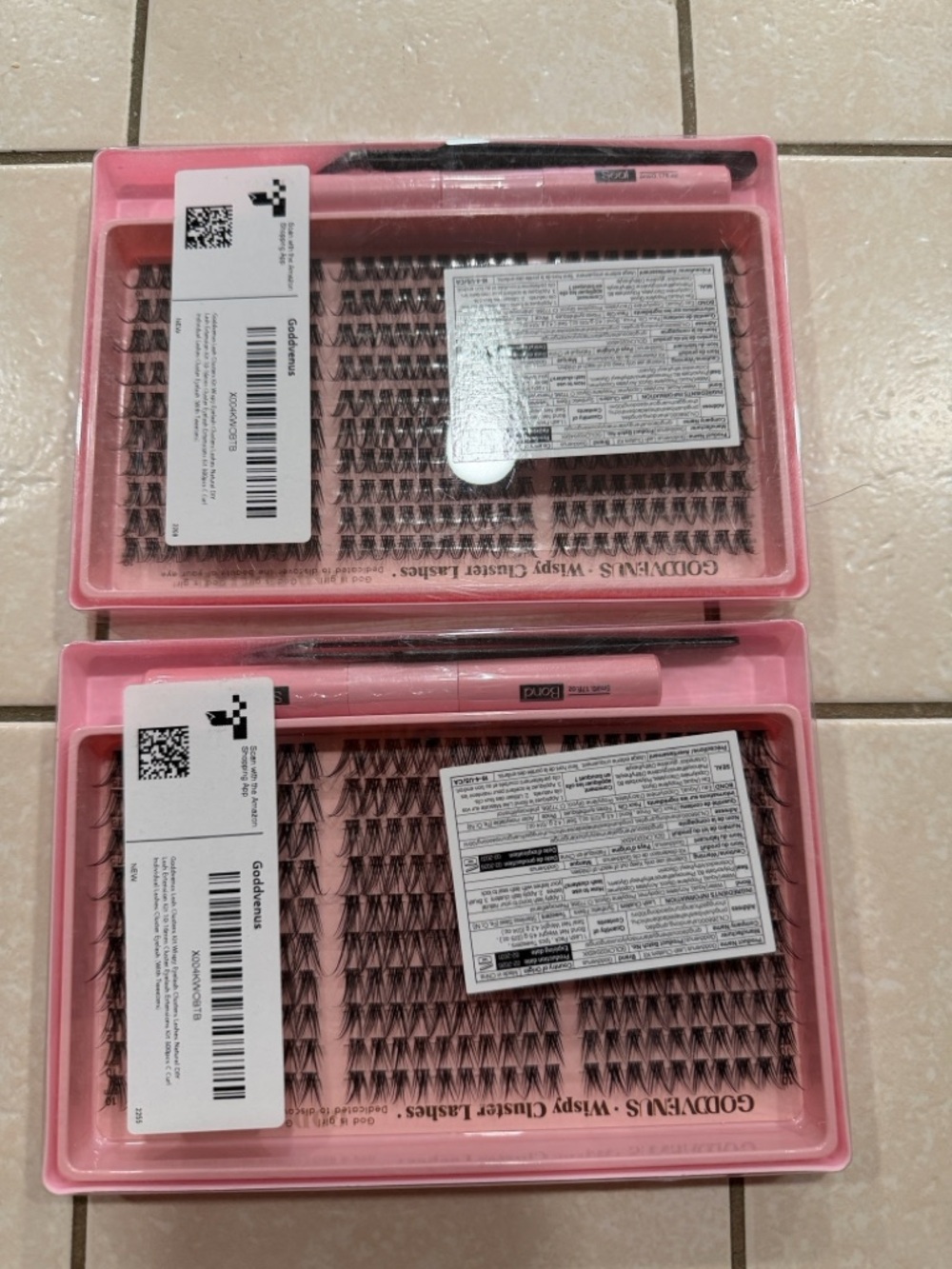 2 Goddevenus Individual Lash Clusters - Pink Cases Brand New